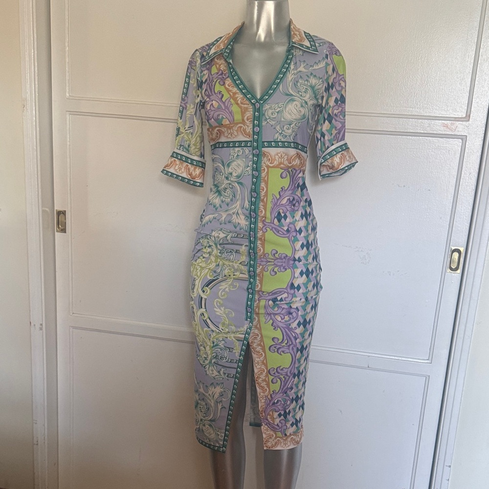 Vibrant Multicolor Midi Dress